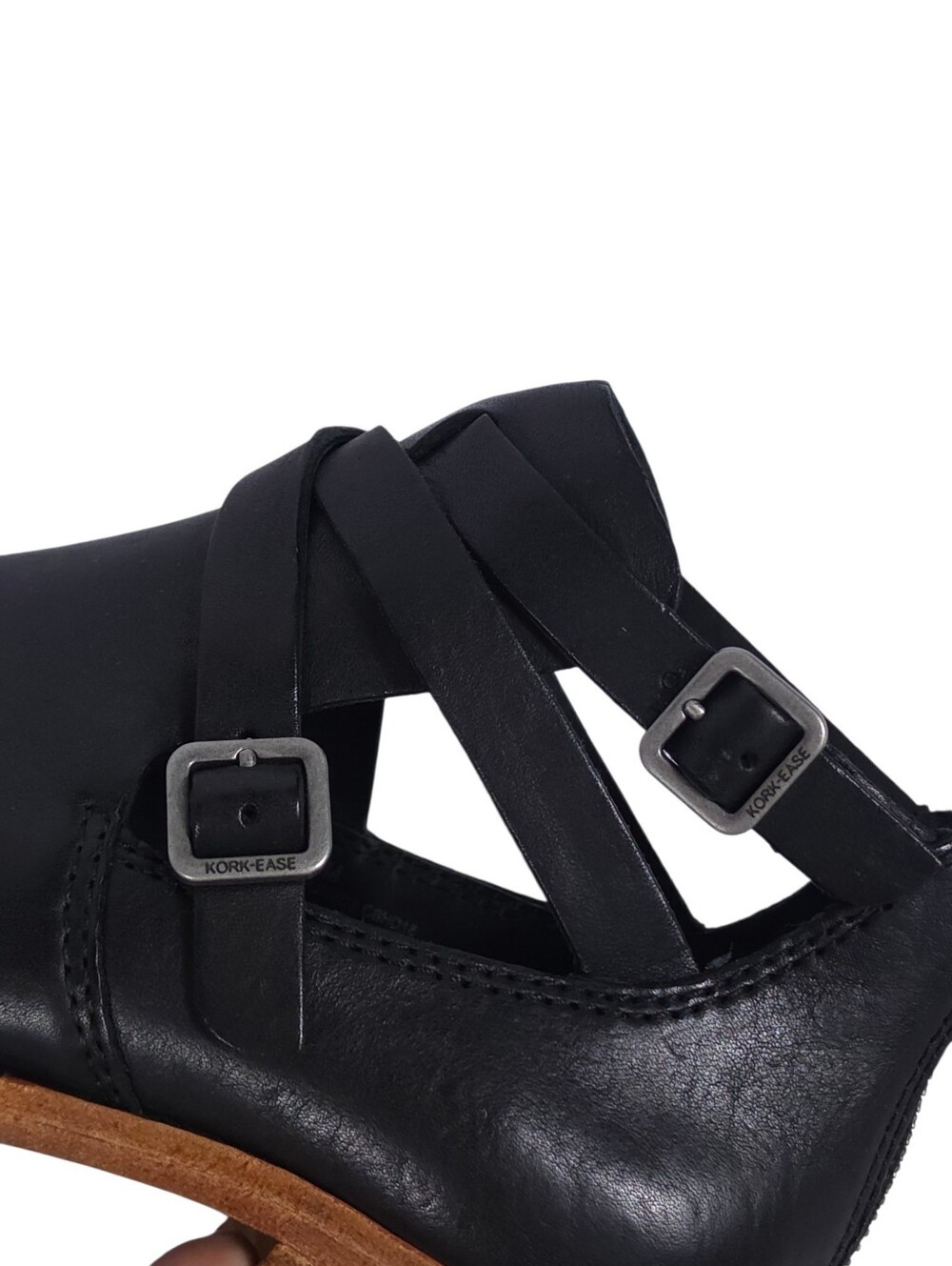 Kork-Ease Black Leather Ankle Booties with Buckle Straps - Picture 4 of 9